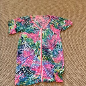 Lilly Pulitzer Pink and Green Tropical Swim Coverup